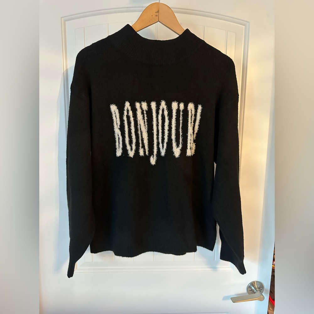 Black 'Bonjour' Sweater - Women’s Large - EUC